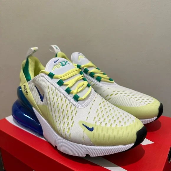 NIB  Big Kid's Nike Air Max 270 White/Light Lemon Twist/Stadium Green - Picture 3 of 6